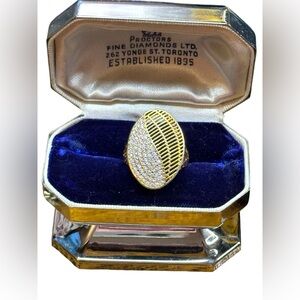Sterling silver 925 Gold plated ornate CZ filagree ring